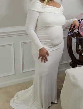 Motherhood Maternity Off-White Long Sleeve Maternity Gown